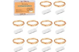 Vacoulery Guirlande Lumineuse Pile, 1M 10 LED Guirlandes lumineuses à LED, Lot de 10 Blanc Chaud Guirlande Lumineuse Chambre pour Fête Anniversaire Soirée Fête Jardin