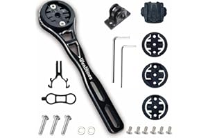Wenbones Supporto per computer da bici Supporto per estensione del contachilometri in bicicletta in lega di alluminio, Supporto per Computer da Ciclismo per Garmin Edge, Wahoo (Bordo argento, Nero)