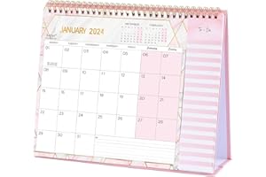 Artfan Calendario da tavolo 2024-2024 nel Regno Unito da gennaio 2024 a dicembre 2024, calendario da scrivania 2024 nel Regno Unito con lista delle cose da fare, 26,7 x 21,8 x 7,8 cm, rosa