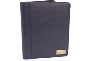 Catwalk Collection Handbags - Portacuaderno Piel - Portadocumentos - Carpeta para Tablet y A5 Documentos - Portafolio de Viaje Mujer - Angela - Azul