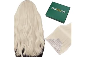 ‎EASYOUTH Easyouth Invisible Clip in Extensions Echthaar Blond Echthaar Weiß Blond Clip in Extensions Platinblond Echthaar Extensions Clip Doppelt Tressen 30 cm 7Pcs #1000 70g