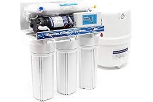 Naturewater NW-RO50-D1 omvänd osmos system 190 l/dag, 5-stegs dricksvatten filtreringssystem, osmossystem med pump för tryckökning