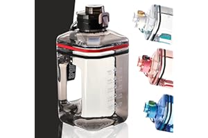 X SIM FITNESSX Duża butelka na wodę 2,2 l ze znacznikami czasu, sportowa butelka na napoje, bez BPA (czarna)