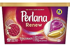Perlana Renew Caps Colorati, detersivo lavatrice capsule, nuova formula 3in1, ideale per tutti i capi colorati, confezione singola da 18 lavaggi