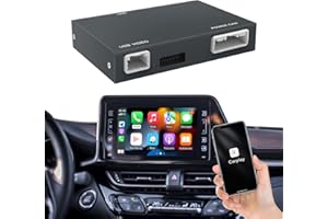 Adapter CARabc bezprzewodowo łączy się z CarPlay i Android Auto i jest kompatybilny z modelami Toyota Entune 2.0 2014-2019, takimi jak CH-R, Tundra, RAV4 i Corolla, w kolorze ciemnoszarym.