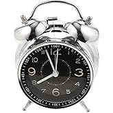Coverzone Sessiz Pilli &Ccedil;alar Saat - Yatak Odası ve Masa İ&ccedil;in Nostaljik Dekor Big Ben Retro &Ccedil;ift Zilli Masa&uuml;st&uuml; Saat NRN387 Gr
