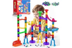 MAXTRONIC Marble Run – 109PCS STEM Educational Toy Set for Boys & Girls, Transparent Marble Maze & Race Track with 60 Marbles, Construction Building Blocks, Birthday Gift for Kids Ages 3 4 5 6 7 8 + Years Old