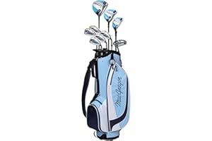MacGregor Golf Ladies CG4000 Premium Graphite Irons Graphite Woods Golf Club & Cart Bag Package Set, granatowy/biały, niebieski