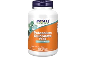 Now Foods, Potassium Gluconate (Gluconate de Potassium), 99mg, 250 Comprimés végétaliens, Testé en Laboratoire, Sans Gluten, Sans Soja, Végétarien, Sans OGM