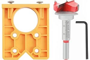 MQWDGJ Concealed Hinge Drill Guide Set with 35mm Bit for Cabinet Mounting Plates and Door Installation (Yellow)