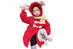 linboo Manteau Fille Doudoune Hiver Chaud Blouson Enfant à Capuche Mignon Princesse Veste en Imitation Cuir, Imperméable, Respirant