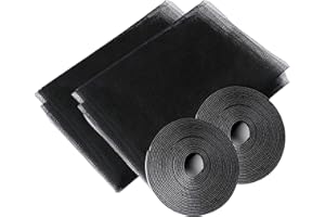 DURDIIY Mosquito Net Window 2 Pcs Window Fly Screens Mesh 1.3mx1.5m Insect Screen Mesh Net for Window Fly Screens for Windows Insect Netting Bug Bee Mosquito Protector with 2 Rolls Self-Adhesive Tapes (Black)