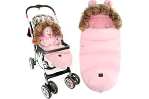 CCFCF Sac De Couchage Bébé Anntry, Universel Poussette Annexe Mat Chancelière Couverture Poussette Imperméable À l'eau Coupe-Vent Froid Détachable,Rose,M