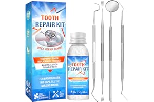 Chinoxia Tooth Filling Repair Kit, Temporary Tooth Filling Kit with 4 Professional Dental Tools, Moldable False Teeth for Fixing Missing and Broken Tooth, 5-Piece Set, Blue (5 Piece)