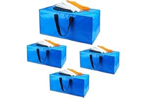 GTLAOGS Torby do przeprowadzki, wytrzymałe, 4 sztuki toreb z tworzywa sztucznego wielokrotnego użytku, bardzo duże torby do pakowania z paskami do przechowywania ubrań, alternatywa dla pudełka do przeprowadzki