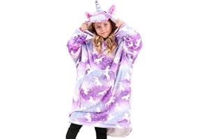 Ceruwum Unicorn Hoodies for Girls, Unicorn Hooded Sweatshirt, Oversized Hoodie Blanket for Kids