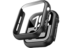 TAURI 2 Pièces PC Coque Compatible avec Apple Watch Series 11/10 46mm, Protection écran Dur Ultra Mince [Sensible au Toucher] en Verre trempé iWatch 46mm-Noir