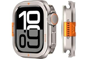 Suphart Metal Bumper Cover Compatible with Apple Watch Series 11/10 Case, [Turn 46mm into Ultra Look] Rugged Shockproof Protector with Back Frame for iWatch 46mm, Titanium