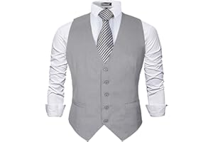 Alizeal Mens Classic Solid Color Business Suit Vest Regular Fit Tuxedo Waistcoat