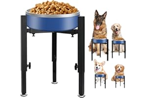 TOWEAR Dog Bowl Stand，Elevated Raised Dog Bowl Stand with 4 Heights Adjustable, 20-30cm Wide Metal Single Dog Food Water Bowls Stand, Stable and Non-Slip Elevated Dog Feeding Station (Stand Only)