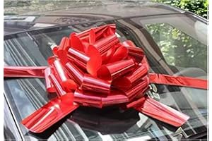 Chexin Lazo gigante para coche de 45 cm, rojo brillante con cintas de 600 cm de largo, para coche, bicicleta, Navidad, gran regalo, boda, casa, fiesta