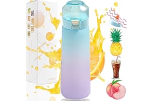 QSMYUYE Borraccia Starter, 650ml Sport Borraccia BPA Free Borraccia Starter Set di Bottiglie, con 3 Flavour Pod Profumato 0 Zucchero e Acqua Tazza per Outdoor (Limone, Pesca, Ananas)