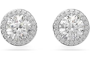 Swarovski Orecchini a lobo Constella, Taglio tondo, Pavé, Bianchi, Placcato rodio