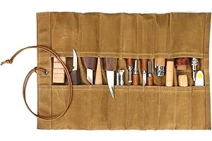 TOURBN Tourbon - Bolsa enrollable de lona encerada con 15 bolsillos, organizador portátil para herramientas de mano, destornilladores, llaves y llaves