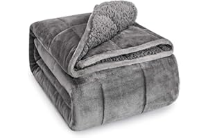 ‎SIVIO Sivio Gewichtsdecke für Erwachsene, 7kg schwere Sherpa-Decke mit weichem Flanell, wendbar, Queen-Size, extra warme, kuschelige, Flauschige Gewichtsdecke, 150x200cm, Grau