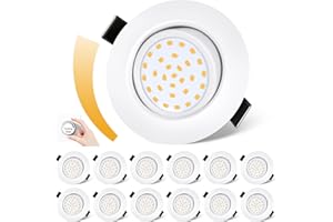 Dexnump Spot LED Encastrable Dimmable, Spots de Plafond 230V, 5W 600LM Spot Encastré Equivalente de 50W, Spot LED Ultra Plat de 25mm, IP44 pour Salle de Bain Chambre Cuisine, Lot de 12 (Blanc, 2700K)