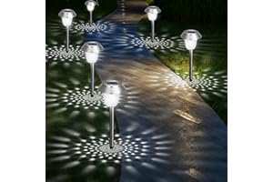 ZEWETO Solar Lights for Outdoor Garden, 4 Pieces LED Solar Lights Garden IP65 Winterproof Solar Path Light 10 Hours Long Lasting Solar Stainless Steel Decorative Light for Outdoors, Lawn Landscape