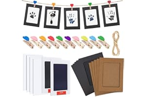 JIUZCARE Baby Fussabdruck Set 2 Stück Baby Handabdruck Und Fußabdruck Set con 10 Fotorahmen Baby Abdruck per Neugeborene Pfotenabdruck Set Hund Baby Fussabdruck Set Fuß Oder Hand Abdruck
