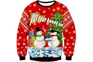 UNIFACO Unisex Pull de Noël Sweatshirt Hommes Femmes 3D Imprimé Sweat Manches Longues Fun Noël Moche Pulls