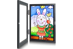 DMKYDM Cadre Photo A4, Cadre Pliant pour Dessins Acrylique Pliable à Remplir, pour Afficher ou Suspendre les Oeuvres d'Art de Vos Enfants 1 pièce, noir