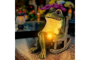 APOMOONS Solar Frog Garden Ornaments Outdoor, Home Decor Garden Frogs Figurine with Waterproof Led Lights Decorations for Patio Balcony Yard Unique Housewarming Gifts for Patio,Yard,Lawn Ornament