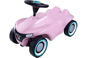 BIG SPIELWARENFABRIK BIG-Bobby-Car Neo Zartrosa - Rutschfahrzeug für drinnen und draußen, Kinderfahrzeug mit Flüsterreifen im modernen Design, für Kinder ab 1 Jahr, Rosa