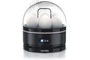 arendo - Cuociuova Sevencook - da 1 a 7 Uova - Bollitore per Uova in Acciaio con Funzione di Mantenimento del Calore - Grado di durezza Regolabile alla Coque Medio e sodo - Nero