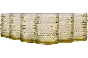 TRESV Set de 6 Vasos Colores o Transparente, Vaso de Cristal agua de 350 ml, Vaso de Agua y Bebidas, Aptos para Lavavajillas (Verde)