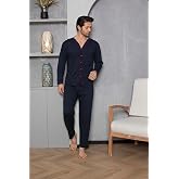 Huq Moda Moon Biyeli Lacivert Uzun Kol Pamuklu Jakarlı S&uuml;prem Pijama Takımı, Erkekpijama