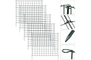 SWANEW Teichzaun Gartenzaun,Zaun Teich 33tlg 15 Zaunelemente und 18 Befestigungsstäben,Gartenzaun Metall,steckzaun,Freigehege, Teich, Zaun, Gitterzaun,gehege kaninchen (Gerade)