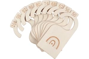 HAGOT 10 Stück Größentrenner für Babys aus Holz, Baby Größentrenner, Babykleidung Kleiderschrank Teiler, Schrankteiler für Babykleidung, Größenreiter 50-104, für Kleidungsklassifizierung (Holz)