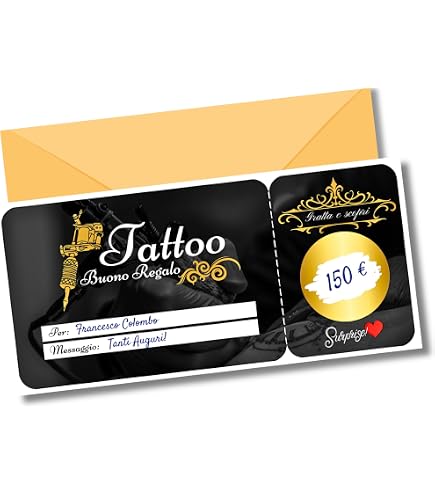 Modello di biglietto tatuaggio, carta regalo tatuaggio EDITABLE, buono