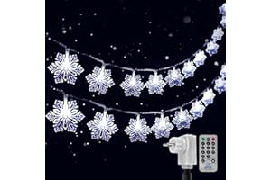 VIFLYKOO Guirlande Lumineuse Flocon de Neige, 8 M 50 LED avec Télécommande 8 Modes, Lampes Décoratives Intérieur/Extérieur pour Sapin de Noël, Halloween, Fête, Anniversaire, Mariage, Chambre