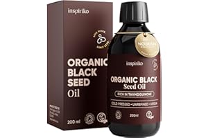 INSPIRIKO Black Seed Oil Organic Cold Pressed. Up to 5X Strength. Award Winning Organic Black Seed Oil - Known as Cumin, Cold Pressed Nigella Sativa, and Kalonji, 200 ml