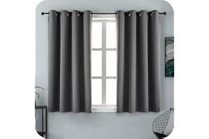 GIRASOLE HOME Coppia Tende Grigie Oscuranti Termiche Morbide Tinta Unita Tenda Isolante per Soggiorno Camera e Interni 2 Pannelli con Occhielli 140x145cm