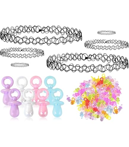 RosewineC 24 collane elastiche, elasticizzate, per tatuaggi, arcobaleno, vintage, in gomma, per ragazze, donne, adolescenti, ragazze, bambini.., 24