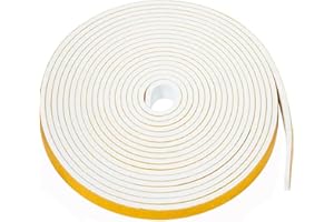 NAVK 8m Nastro sigillante autoadesivo 12 mm x 3 mm in gommapiuma per porte e finestre, guarnizione in gomma per sigilli collisione, isolamento acustico, bianco
