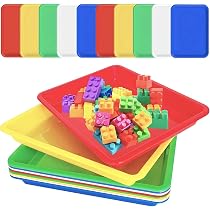 6 vassoi riutilizzabili per bambini, 27,5 x 21,2 cm, vassoi in plastica multiuso, vassoi sensoriali colorati per giocattoli per bambini, artigianato, stoccaggio Lego (6 pezzi