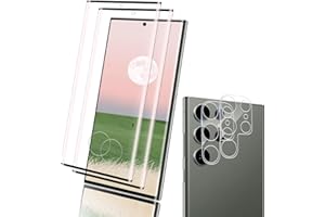 AGEDATE [2+2 Stück] Schutzfolie für Panzerglas für Samsung Galaxy S23 Ultra mit Kamera Schutzglas Folie, 9H Härte Ultrabeständig Panzerglasfolie, Fingerabdruck-ID-kompatibel, 3D Volle Abdeckung Displayschutz
