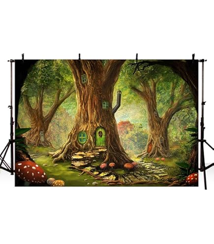 Fotohintergrund „Frühlingsverzauberter Wald“ – 2,1x1,5 M, Vinyl, Magisches Märchen-Design Mit Pilzen & Elfen, Für Fotoshootings & Deko